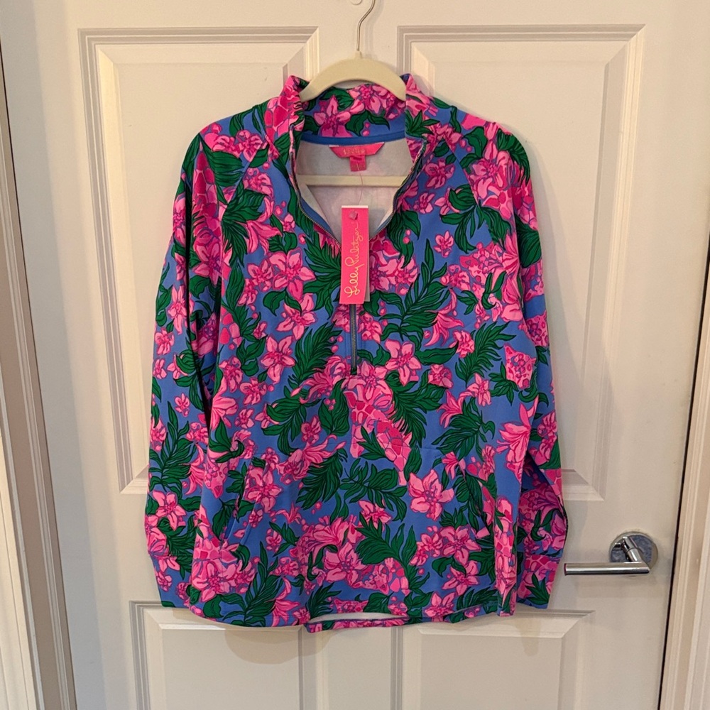 Lilly Pulitzer Women's popover - cerise pink safari sunset- size XL